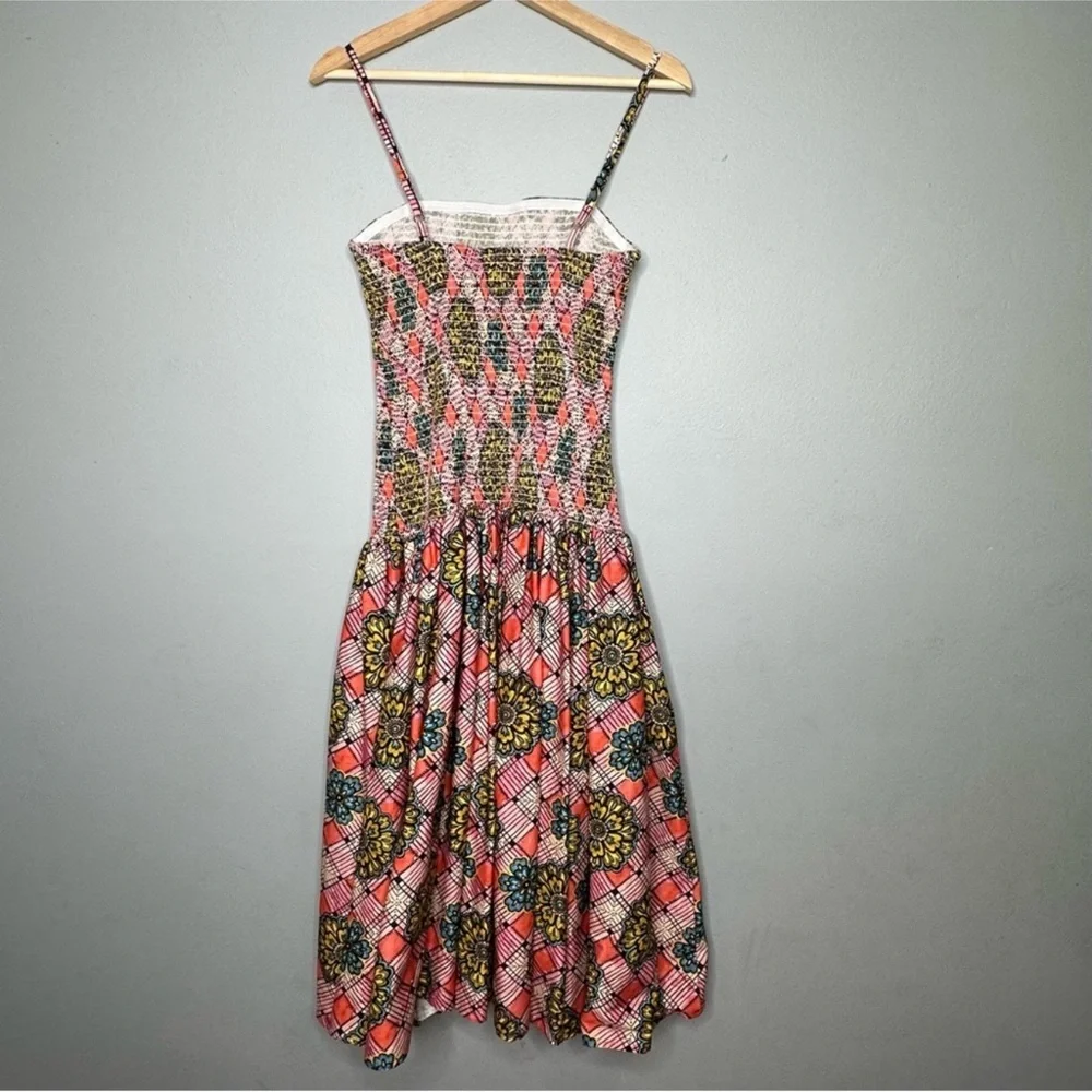 Autumn Adeigbo Winnie Midi Dress NWT Size 8 Pink Floral Smocked Cotton - Picture 6 of 16